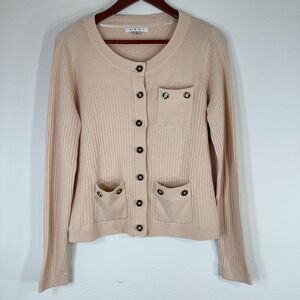 Cabi Cameo Cardigan Sweater Womens Large Cotton Cashmere Blush Preppy Chic
